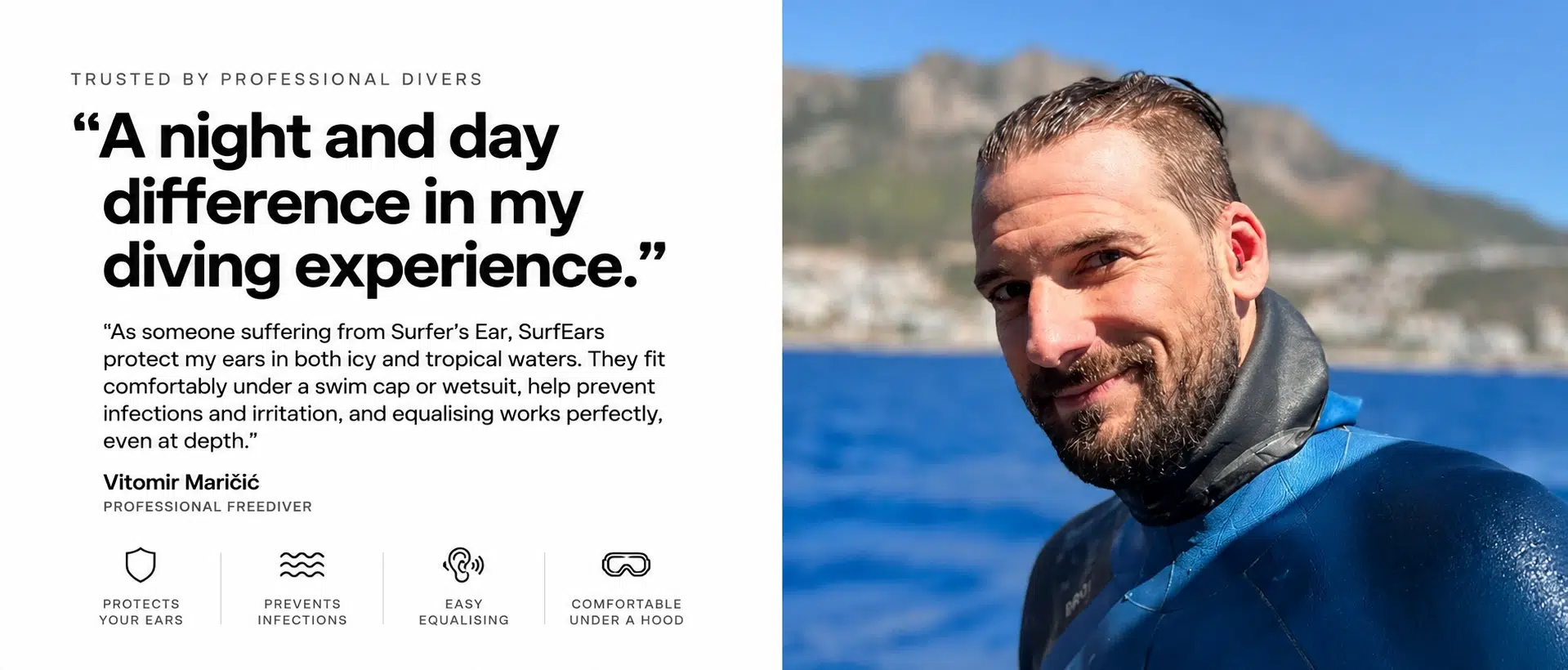SurfEars – Vitomir Maričić, professional freediver testimonial.